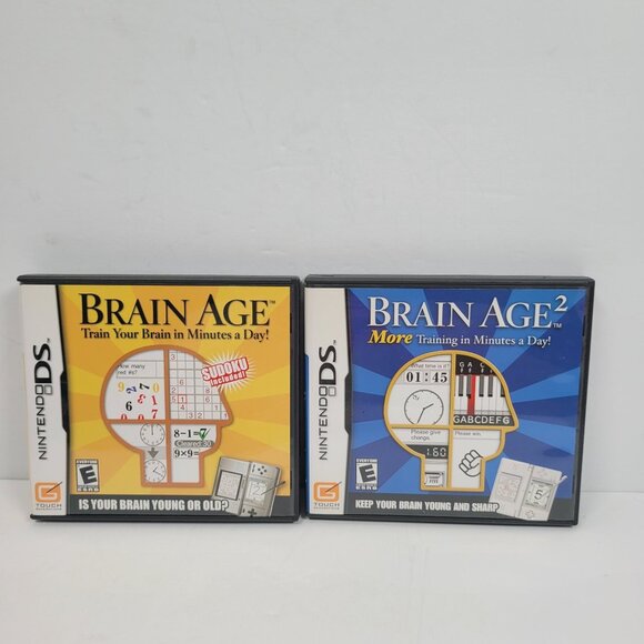 Nintendo DS Brain Age & Brain Age 2 Games With Cases & Manuals - Picture 1 of 5